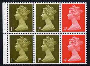 GB Great Britain 1967-79 Machin 1d/4d vermilion booklet pane of 6 unmounted mint (reasonable perfs)