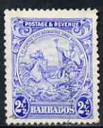 Barbados 1925-35 KG5 Badge 2.5d P13.5 x 12.5 Script used SG 233ab