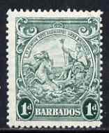 Barbados 1938-47 Badge of Colony 1d blue-green P13.5 x 13 mtd mint SG 249b