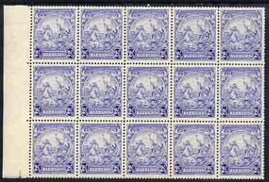 Barbados 1938-47 Badge of Colony 2.5d ultramarine block of 4 unmounted mint SG 251