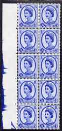 GB Great Britain 1958-65 Wilding Crowns 4d marginal arrow block of 10 with superb ink spill in margin, unmounted mint
