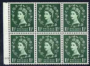 GB Great Britain 1952-54 Wilding 1.5d Tudor wmk booklet pane of 6 with cyl No. G3 no dot, unmounted mint