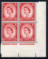 GB Great Britain 1955-58 Wilding 2.5d Edward wmk corner block of 4, one stamp with 'b for d' variety, stamps unmounted mint