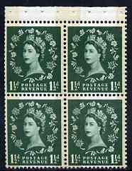 GB Great Britain 1958-65 Wilding 1.5d Crowns phos (s/ways wmk) booklet pane of 4 unmounted mint