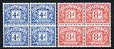 GB Great Britain 1968-69 Postage Due No wmk set of 2 (4d & 8d) blocks of 4 unmounted mint, SG D75-76