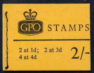 GB Great Britain 1967-68 Wilding Crowns 2s booklet (Mar 1968) complete (4d phos, 3d/1d plain) SG N32var