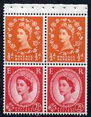 GB Great Britain 1963-64 Wilding 1/2d-2.5d Crowns booklet pane of 4 (ex Holiday booklet) with Rose flaw on 1/2d unmounted mint, SG SB13d
