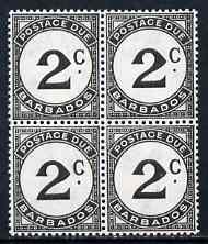 Barbados 1950-53 Postage Due 2c on ordinary paper block of 4 unmounted mint, SG D5