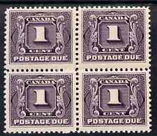 Canada 1906-28 Postage Due 1c red-violet block of 4 superb unmounted mint SG D2