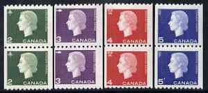Canada 1962 QEII definitive coils (perf 9.5 x imperf) set of 4 in unmounted mint coil pairs, SG 532-34 