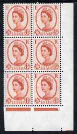 GB Great Britain 1958-65 Wilding Crowns 4.5d corner block of 6 showing Phantom frame (incomplete marginal rule) unmounted mint SG spec S94a