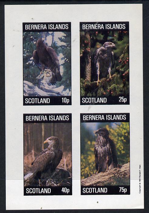 Bernera 1981 Birds of Prey imperf,set of 4 values (10p to 75p) unmounted mint