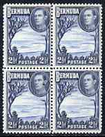 Bermuda 1938-52 KG6 Grape Bay 2.5d light & deep blue block of 4 superb unmounted mint, SG 113