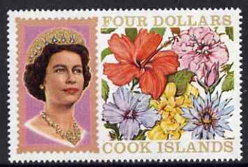 Cook Islands 1967 Flowers $4 def unmounted mint with SPECIMEN opt on gummed side, as SG