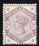 GB Great Britain 1883-84 QV Lilac & Greens 3d lilac fresh mounted mint, SG191 cat £220