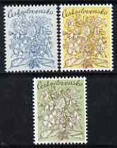 Czechoslovakia set of 3 undenominated essays showing Flowers, unmounted mint