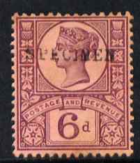 GB Great Britain 1897 QV Jubilee 6d overprinted SPECIMEN without gum
