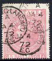 GB Great Britain 1867 QV 5s pale rose plate 1 centred to lower left but good colour and cds cancels, SG127 cat £600