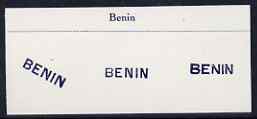 Benin Forgery proofs of various overprints in blue on cream paper by Francois Fournier (3)
