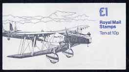 Booklet - GB Great Britain 1979-81 Military Aircraft #3 (Hawker Fury & HP Heyford) £1.00 folded booklet with cyl number in margin at left SG FH3A