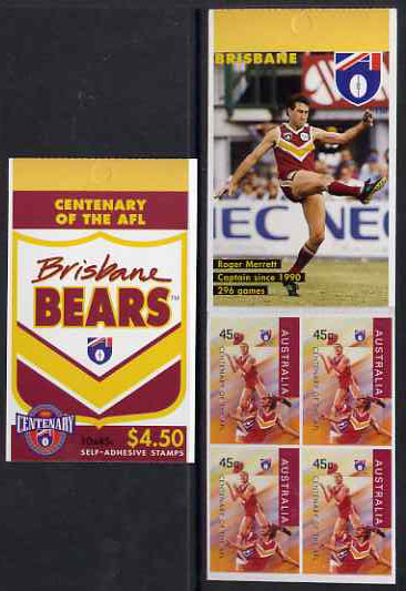 Australia 1996 Centenary of Australian Football League $4.50 booklet - Brisbane Bears, complete and fine SG SB94