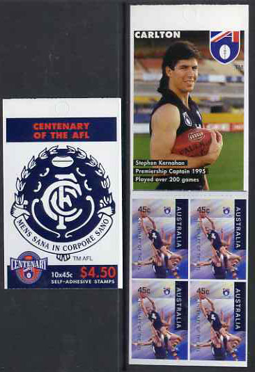 Australia 1996 Centenary of Australian Football League $4.50 booklet - Carlton Blues, complete and fine SG SB96