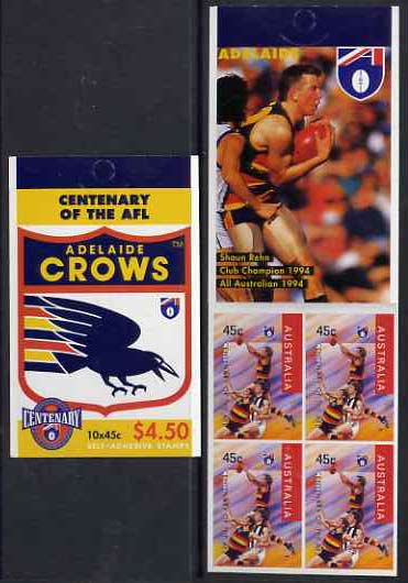 Australia 1996 Centenary of Australian Football League $4.50 booklet - Adelaide Crows, complete and fine SG SB97