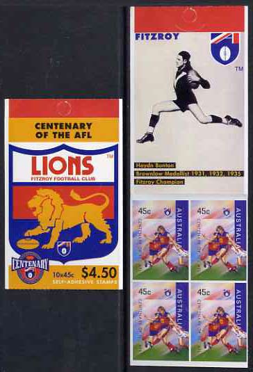 Australia 1996 Centenary of Australian Football League $4.50 booklet - Fitzroy Lions, complete and fine SG SB98