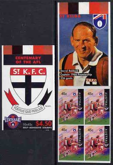 Booklet - Australia 1996 Centenary of Australian Football League $4.50 booklet - St Kilda Saints, complete and fine SG SB100