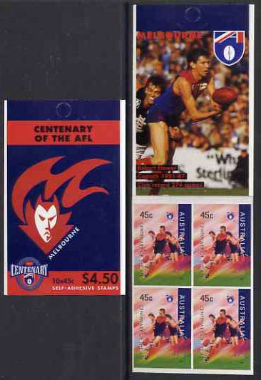 Australia 1996 Centenary of Australian Football League $4.50 booklet - Melbourne Demons, complete and fine SG SB101