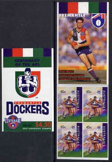 Australia 1996 Centenary of Australian Football League $4.50 booklet - Freemantle Dockers, complete and fine SG SB103