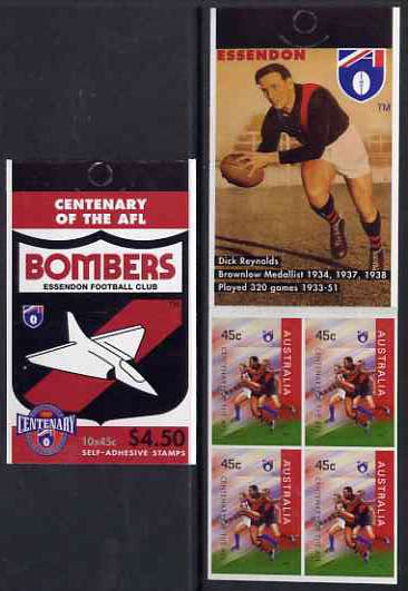 Australia 1996 Centenary of Australian Football League $4.50 booklet - Essendon Bombers, complete and fine SG SB106