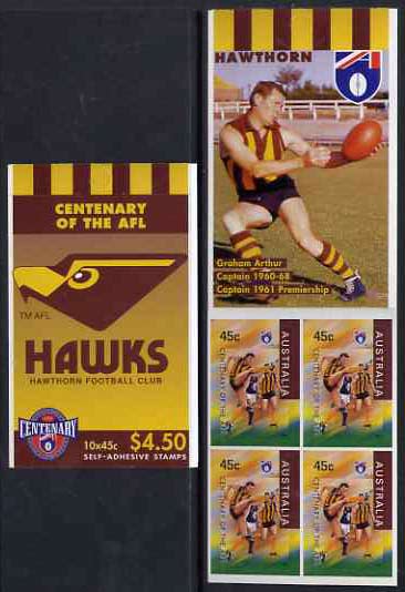 Australia 1996 Centenary of Australian Football League $4.50 booklet - Hawthorn Hawks, complete and fine SG SB108