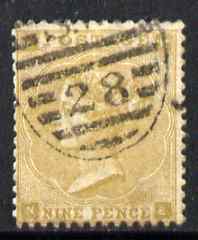 GB Great Britain 1862-64 QV 9d bistre good colour and perfs sound used SG86 cat £450