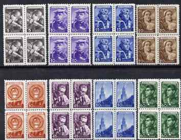 Russia 1948 definitive issues set of 8 in unmounted mint blocks of 4, a scarce set, SG 1354-61