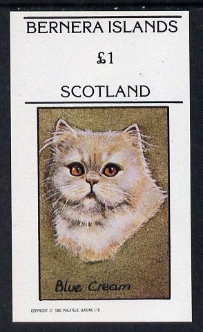 Bernera 1982 Cats (Blue Cream) imperf souvenir sheet (Â£1 value) unmounted mint