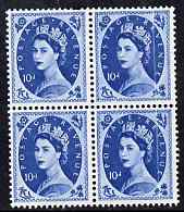 GB Great Britain 1958-65 Wilding Crowns 10d block of 4 with doctor blade flaw affecting 2 right hand stamps, unmounted mint