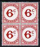 Barbados 1974 Postage Due 6c carmine P13 wmk sideways block of 4 unmounted mint, SG D13