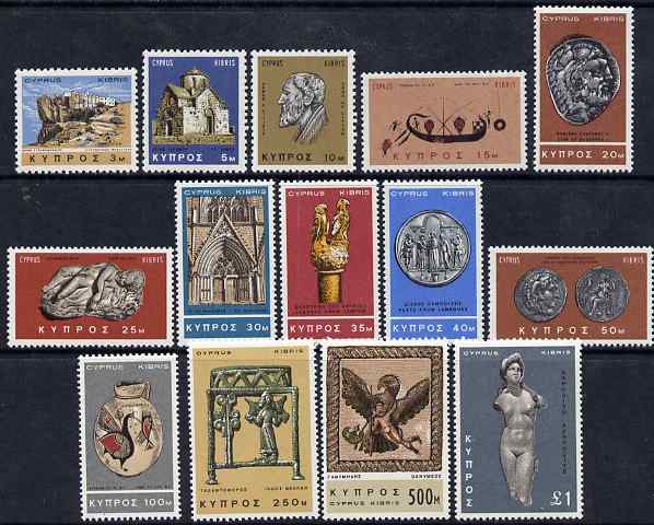 Cyprus 1966-69 Pictorial definitive set 14 values complete 3m to £1 unmounted mint, SG 283-96