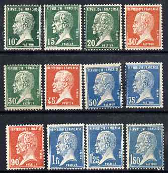 France 1923 Pasteur complete set of 12 mounted mint or unmounted, SG 396-400d 