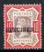 GB Great Britain 1887-92 QV Jubilee 10d without gum overprinted SPECIMEN SG208s