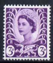 GB Great Britain Regionals - Wales 1958-67 Wilding 3d deep lilac wmk Crowns unmounted mint SG W1