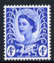 GB Great Britain Regionals - Wales 1958-67 Wilding 4d ultramarine wmk Crowns unmounted mint SG W2