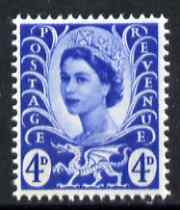GB Great Britain Regionals - Wales 1958-67 Wilding 4d ultramarine wmk Crowns 2 phosphor bands unmounted mint SG W2p