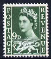 GB Great Britain Regionals - Wales 1958-67 Wilding 9d bronze-green wmk Crowns 2 phosphor bands unmounted mint SG W4