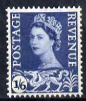 GB Great Britain Regionals - Wales 1958-67 Wilding 1s6d grey-blue wmk Crowns 2 phosphor bands unmounted mint SG W6