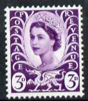 GB Great Britain Regionals - Wales 1967-69 Wilding 3d deep lilac no wmk unmounted mint SG W7