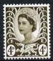 GB Great Britain Regionals - Wales 1967-69 Wilding 4d olive-sepia no wmk unmounted mint SG W9