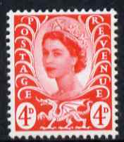 GB Great Britain Regionals - Wales 1967-69 Wilding 4d bright vermilion no wmk unmounted mint SG W10