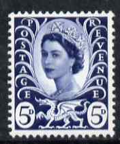GB Great Britain Regionals - Wales 1967-69 Wilding 5d royal blue no wmk unmounted mint SG W11